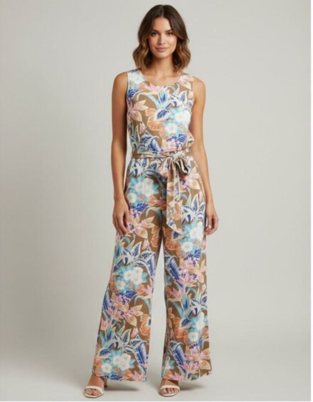 J. McLaughlin Rebekka Blue Resort Tropical Sleeveless Jumpsuit XL